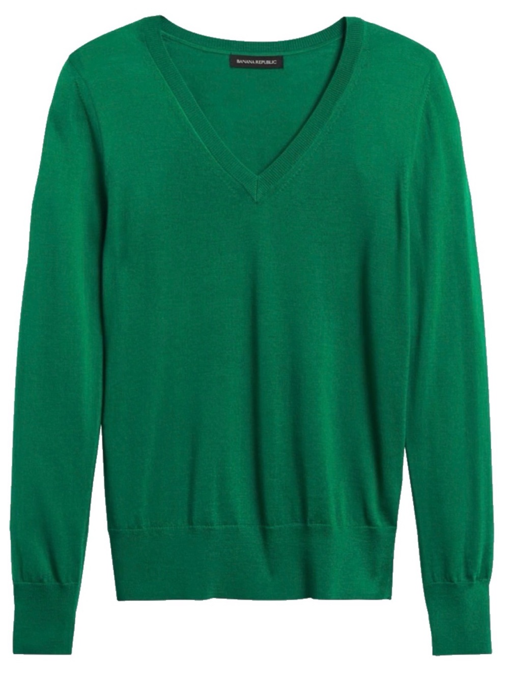 Banana Republic 100% Extra Fine Merino Wool V-Neck Sweater in Kelly Green Small